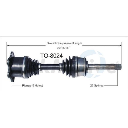 Surtrack Axle Cv Axle Shaft, To-8024 TO-8024